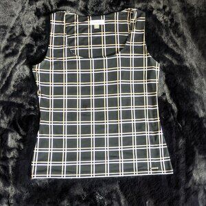 Chic Black with Tan Plaid Sleeveless Work Cami / Tank Size Medium